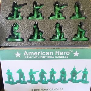American Hero Military Green Army Men Birthday Candles, 8 Pack